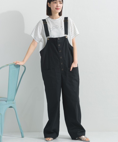 OMNES（オムネス）の「ウォッシュ加工 ダンプサロペット（サロペット/オーバーオール・レディース・カーキ/ブラック/イエロー/ベージュ・FREE）」の8枚目の写真