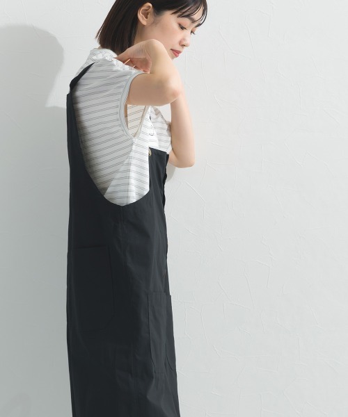 OMNES（オムネス）の「ウォッシュ加工 ダンプサロペット（サロペット/オーバーオール・レディース・カーキ/ブラック/イエロー/ベージュ・FREE）」の9枚目の写真