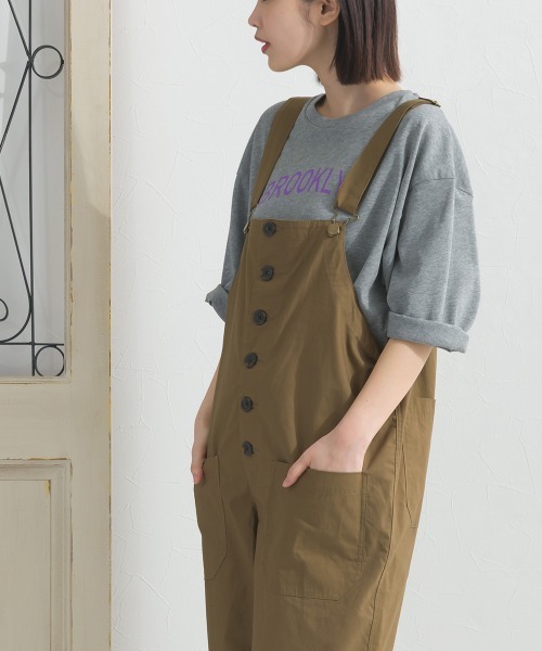 OMNES（オムネス）の「ウォッシュ加工 ダンプサロペット（サロペット/オーバーオール・レディース・カーキ/ブラック/イエロー/ベージュ・FREE）」の16枚目の写真