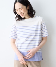【Liberty】リバティプリントパネルボーダープルオーバー【UVカット・接触冷感・オーガニックコットンブレンド】