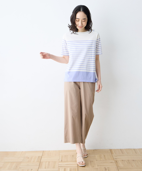 DECOY SINCE 1981(デコイシンスイチキュウハチイチ)の「【Liberty】リバティプリントパネルボーダープルオーバー【UVカット・接触冷感・オーガニックコットンブレンド】(Tシャツ/カットソー・レディース・ネイビー/ブルー・M/L/LL)」の9枚目の写真