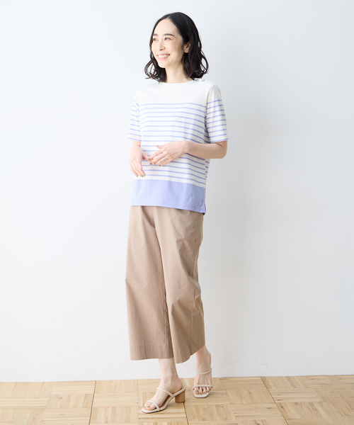 DECOY SINCE 1981(デコイシンスイチキュウハチイチ)の「【Liberty】リバティプリントパネルボーダープルオーバー【UVカット・接触冷感・オーガニックコットンブレンド】(Tシャツ/カットソー・レディース・ネイビー/ブルー・M/L/LL)」の10枚目の写真