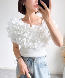 【ZOZO限定】アシンメトリーフリルドッキングニット