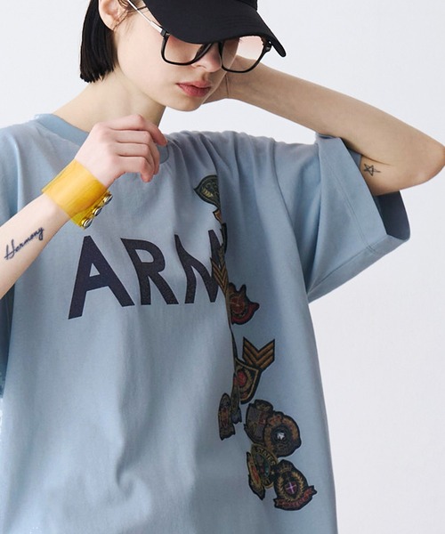 SeeSew(シーソー)の「【UNISEX】ARMY WAPPEN PRINT TEE/アーミーワッペンプリントTシャツ(Tシャツ/カットソー・メンズ・グレー/サックスブルー・M/L)」の19枚目の写真