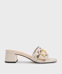CHARLES & KEITH | Whitney ホイットニー レザーカットアウト ヒールミュール(サンダル)