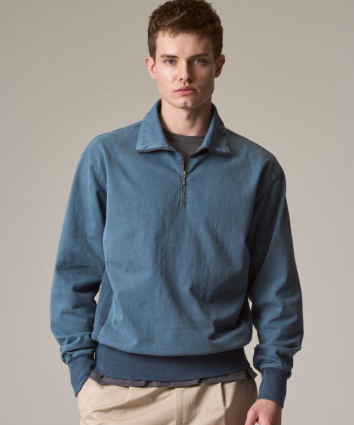 RISE&BELOW（ライズアンドビロー）の「ガーメントダイ ハーフジップ スウェットシャツ MINT（スウェット・メンズ・その他・LARGE/X-LARGE/MEDIUM）」の4枚目の写真