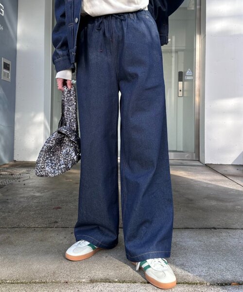 GEVACO（ゲバコ）の「【GEVACO/ゲバコ】10ozデニムイージーワイドパンツ（デニムパンツ・レディース・サックスブルー/インディゴブルー・MEDIUM/LARGE）」の3枚目の写真