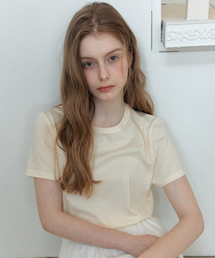 ベーシックテンセルTシャツ_クリーム