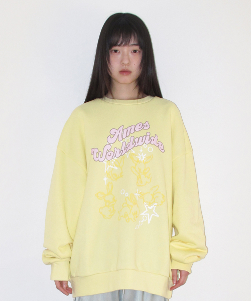 AMESWORLDWIDE（アメスワールドワイド）の「STAR RABBIT DRAWING SWEATSHIRT YELLOW（スウェット・レディース・その他・FREE）」の2枚目の写真