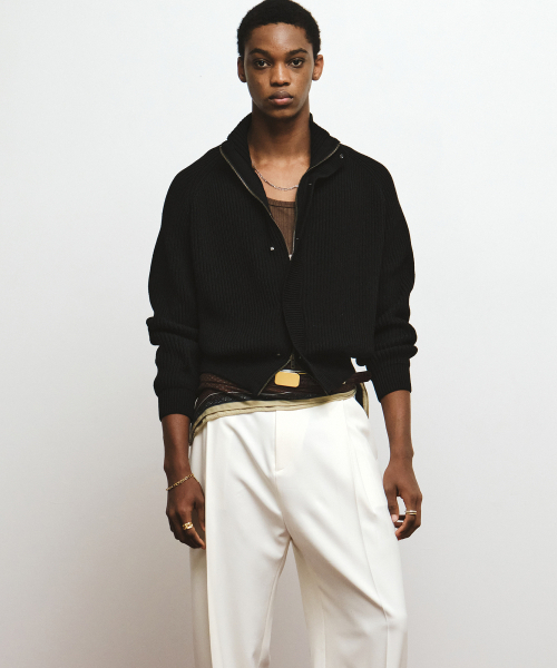 Cotton high‑neck zip‑up jacket (black) — хлопковая куртка с высоким воротником и молнией, черная