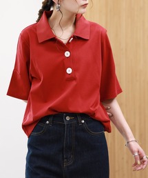 EGLANTINE 接触冷感 ビッグボタンポロカットソー 半袖