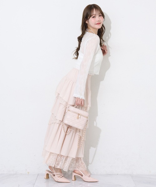 one after another NICE CLAUP(ワンアフターアナザーナイスクラップ)の「ティアードロングスカート(スカート・レディース・オフホワイト/ブラック/ピンク・FREE)」の16枚目の写真