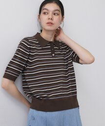 ポロ襟 ハーフスリーブニット