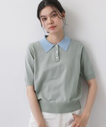 ポロ襟 ハーフスリーブニット