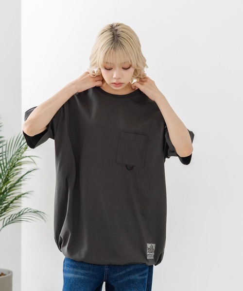 OUTDOOR EXCHANGE(アウトドアエクスチェンジ)の「【OUTDOOR EXCHANGE/アウトドアエクスチェンジ】×【ZERO STAIN/ゼロステイン】コラボ 裾ドローコード 胸ポケット Tシャツ(Tシャツ/カットソー・メンズ・ホワイト/スミクロ・MEDIUM/LARGE)」の12枚目の写真