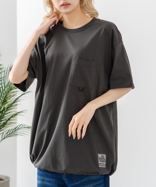 OUTDOOR EXCHANGE(アウトドアエクスチェンジ)の「【OUTDOOR EXCHANGE/アウトドアエクスチェンジ】×【ZERO STAIN/ゼロステイン】コラボ 裾ドローコード 胸ポケット Tシャツ(Tシャツ/カットソー・メンズ・ホワイト/スミクロ・MEDIUM/LARGE)」の13枚目の写真