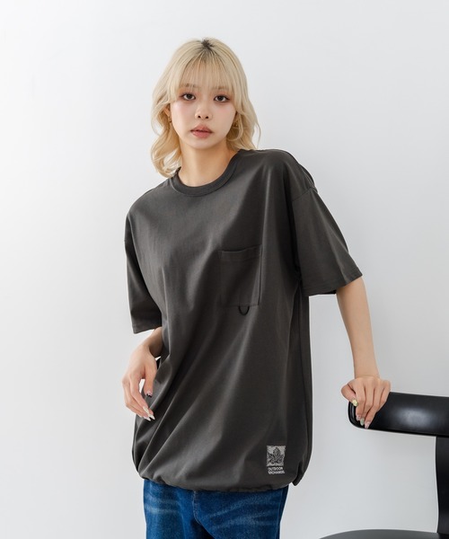 OUTDOOR EXCHANGE(アウトドアエクスチェンジ)の「【OUTDOOR EXCHANGE/アウトドアエクスチェンジ】×【ZERO STAIN/ゼロステイン】コラボ 裾ドローコード 胸ポケット Tシャツ(Tシャツ/カットソー・メンズ・ホワイト/スミクロ・MEDIUM/LARGE)」の15枚目の写真