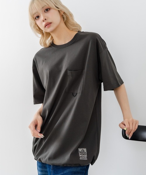 OUTDOOR EXCHANGE(アウトドアエクスチェンジ)の「【OUTDOOR EXCHANGE/アウトドアエクスチェンジ】×【ZERO STAIN/ゼロステイン】コラボ 裾ドローコード 胸ポケット Tシャツ(Tシャツ/カットソー・メンズ・ホワイト/スミクロ・MEDIUM/LARGE)」の16枚目の写真