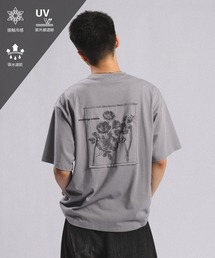 【接触冷感/吸水速乾 】FLOWER STITCH PRINT T-SHIRT/フラワー刺繍プリントTシャツ