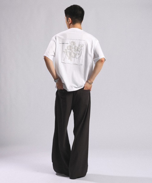 RAGEBLUE(レイジブルー)の「【接触冷感/吸水速乾 】FLOWER STITCH PRINT T-SHIRT/フラワー刺繍プリントTシャツ(Tシャツ/カットソー・メンズ・グレー/ブルー/ホワイト・MEDIUM/LARGE)」の8枚目の写真