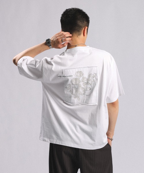 RAGEBLUE(レイジブルー)の「【接触冷感/吸水速乾 】FLOWER STITCH PRINT T-SHIRT/フラワー刺繍プリントTシャツ(Tシャツ/カットソー・メンズ・グレー/ブルー/ホワイト・MEDIUM/LARGE)」の10枚目の写真