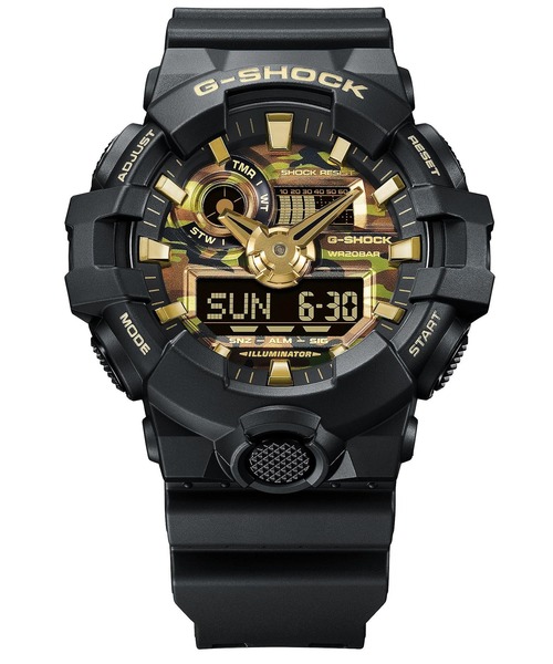 G-SHOCK（ジーショック）の「BOLD CAMO Series / GA-700CF-1AJF（アナログ腕時計・メンズ・ブラック×ゴールド・FREE）」の5枚目の写真
