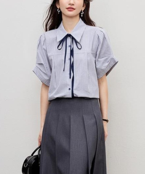 semplice（センプリチェ）の「シャツ【韓国ファッション】（シャツ/ブラウス・レディース・グレー・XL/L/M/S）」の8枚目の写真