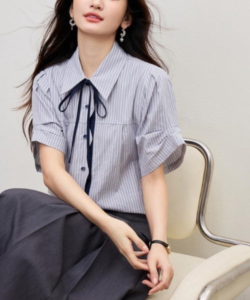 semplice（センプリチェ）の「シャツ【韓国ファッション】（シャツ/ブラウス・レディース・グレー・XL/L/M/S）」の9枚目の写真