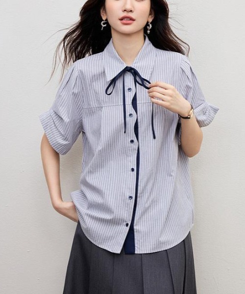 semplice（センプリチェ）の「シャツ【韓国ファッション】（シャツ/ブラウス・レディース・グレー・XL/L/M/S）」の10枚目の写真
