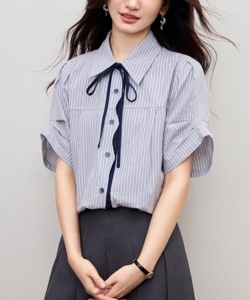 semplice（センプリチェ）の「シャツ【韓国ファッション】（シャツ/ブラウス・レディース・グレー・XL/L/M/S）」の11枚目の写真