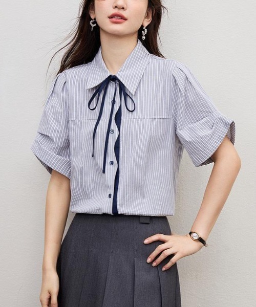 semplice（センプリチェ）の「シャツ【韓国ファッション】（シャツ/ブラウス・レディース・グレー・XL/L/M/S）」の12枚目の写真