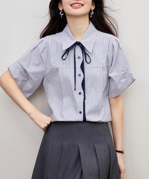 semplice（センプリチェ）の「シャツ【韓国ファッション】（シャツ/ブラウス・レディース・グレー・XL/L/M/S）」の13枚目の写真