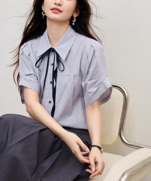 semplice（センプリチェ）の「シャツ【韓国ファッション】（シャツ/ブラウス・レディース・グレー・XL/L/M/S）」の2枚目の写真