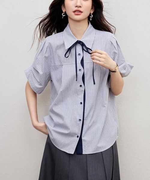 semplice（センプリチェ）の「シャツ【韓国ファッション】（シャツ/ブラウス・レディース・グレー・XL/L/M/S）」の3枚目の写真