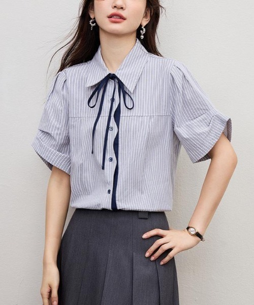 semplice（センプリチェ）の「シャツ【韓国ファッション】（シャツ/ブラウス・レディース・グレー・XL/L/M/S）」の5枚目の写真