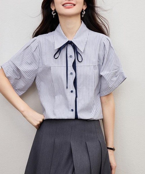 semplice（センプリチェ）の「シャツ【韓国ファッション】（シャツ/ブラウス・レディース・グレー・XL/L/M/S）」の6枚目の写真