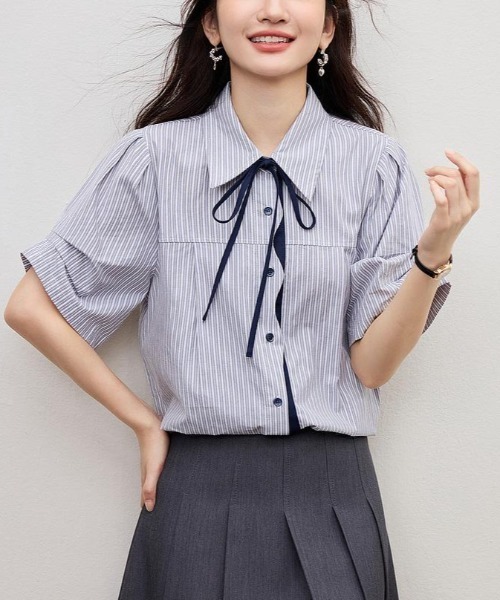 semplice（センプリチェ）の「シャツ【韓国ファッション】（シャツ/ブラウス・レディース・グレー・XL/L/M/S）」の7枚目の写真