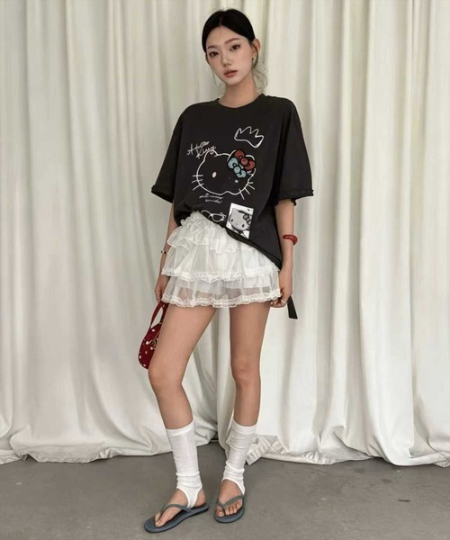 STAY MOTION（ステイモーション）の「【WEB限定】シアーフリルティアードミニスカート［骨格ウェーブ／フェミニン／甘めボトム／韓国ファッション］（スカート・レディース・ベージュ/オフホワイト/ブラック・F）」の7枚目の写真
