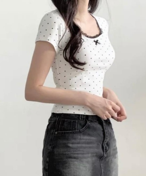semplice(センプリチェ)の「Tシャツ【韓国ファッション】(Tシャツ/カットソー・レディース・ブルー/ホワイト/グレー・F)」の18枚目の写真