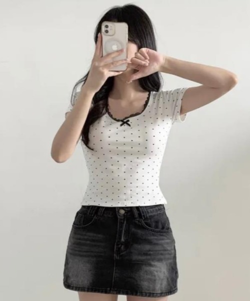 semplice(センプリチェ)の「Tシャツ【韓国ファッション】(Tシャツ/カットソー・レディース・ブルー/ホワイト/グレー・F)」の14枚目の写真