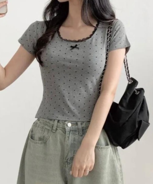 semplice(センプリチェ)の「Tシャツ【韓国ファッション】(Tシャツ/カットソー・レディース・ブルー/ホワイト/グレー・F)」の5枚目の写真
