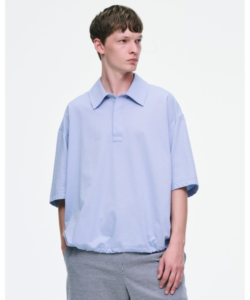 SOPHNET.（ソフネット）の「STRETCH SUCKER S/S POLO SHIRT（ポロシャツ・メンズ・A/ホワイト/ライトブルー/ブラック・1/2/3/4/5）」の5枚目の写真