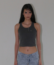 OPEN SIDE SLEEVELESS T-SHIRT [CHARCOAL]