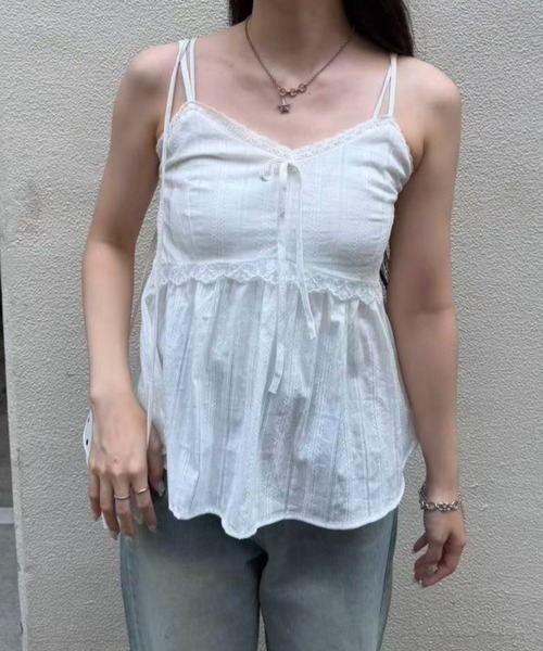 mebole(メボレ)の「front ribbon lace camisole(キャミソール・レディース・ホワイト・FREE)」の17枚目の写真