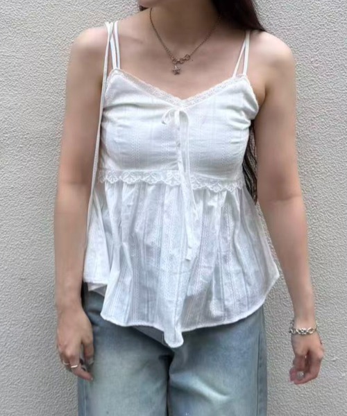 mebole(メボレ)の「front ribbon lace camisole(キャミソール・レディース・ホワイト・FREE)」の18枚目の写真