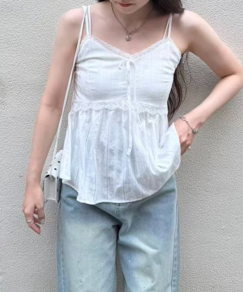 mebole(メボレ)の「front ribbon lace camisole(キャミソール・レディース・ホワイト・FREE)」の19枚目の写真