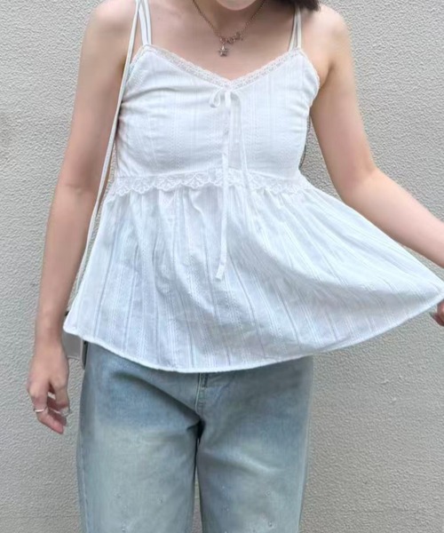 mebole(メボレ)の「front ribbon lace camisole(キャミソール・レディース・ホワイト・FREE)」の20枚目の写真