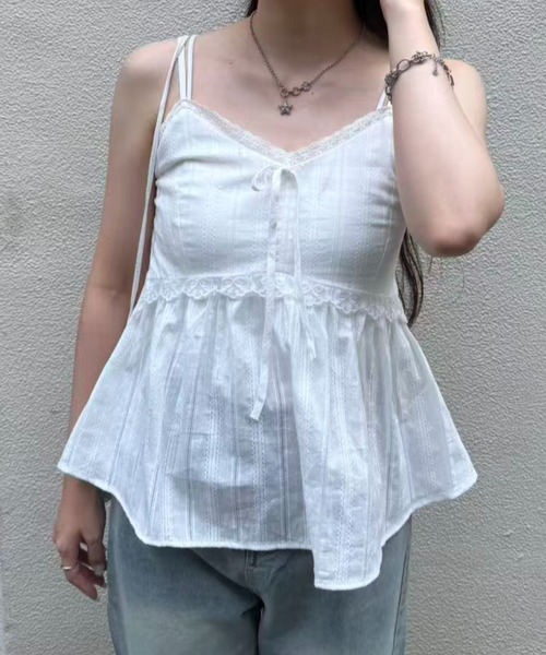 mebole(メボレ)の「front ribbon lace camisole(キャミソール・レディース・ホワイト・FREE)」の22枚目の写真