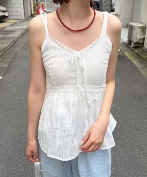 mebole(メボレ)の「front ribbon lace camisole(キャミソール・レディース・ホワイト・FREE)」の8枚目の写真