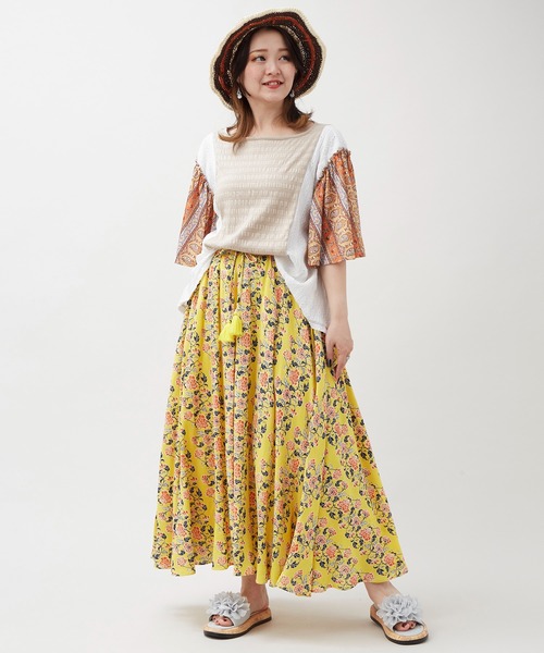 チャイハネ(チャイハネ)の「【チャイハネ】パチリナフレアスリーブトップス(Tシャツ/カットソー・レディース・ブラック/ホワイト/ベージュ・FREE)」の7枚目の写真